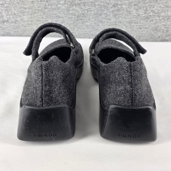 PRADA WOMEN’S VINTAGE 90s MARY JANE WOOL FLATS W/ SQUARE TOE SIZE US 5 – ITALY - Picture 6 of 16